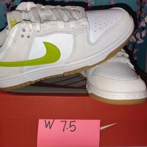 Nike White and Lime Green Sneakers